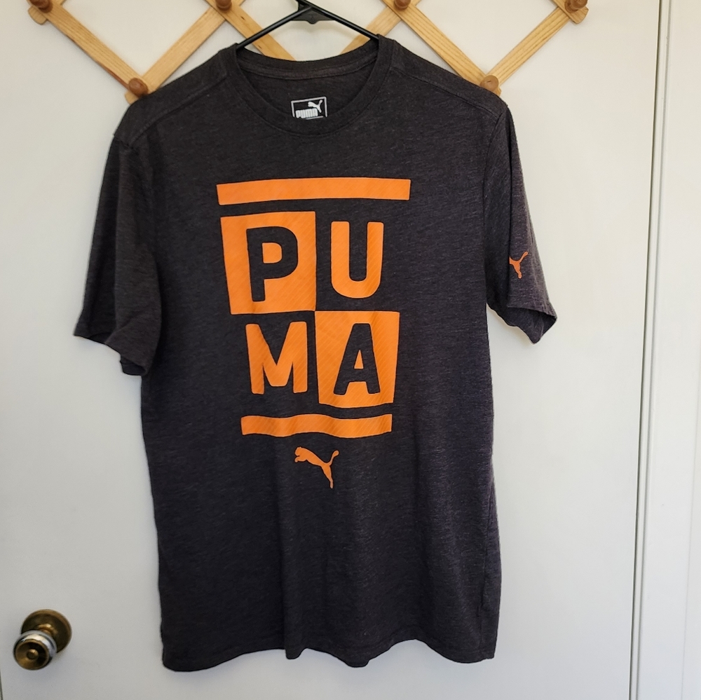 Puma Mens M black and orange block shirt used good condition